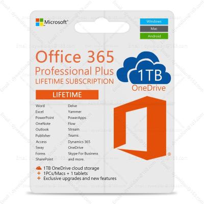 China Mutil Language Office 365 Pro License Life Time Plus Key 5 Device 1 Global Online Activation TB PC& Mac Account Password Digital Email Delivery for sale