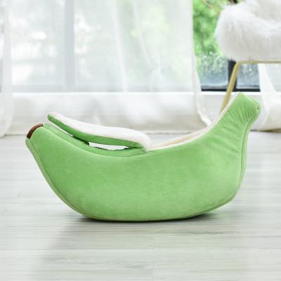 China Travel Funny Banana Pet Basket Kennel Cat Bed House Mat Puppy Warm Durable Portable Cushion For Dog Chihuahua Accessories for sale