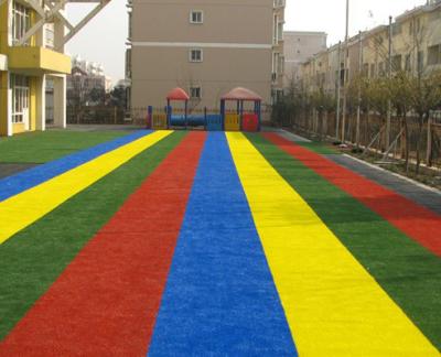 China PP & PE grass yarn 25mm height Dtex 9500 HIGH DENSITY 21000 2m or 4m width 25m length kindergarten colorful runway for sale