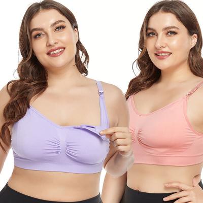 China 2021 New Oversized Breathable Breathable No Wire Nursing Buckle Front Lift Seamless Nursing Bra for sale