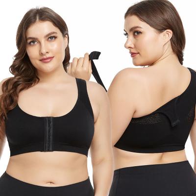 China Antibacterial Front Adjustable Breathable Plus Size Shockproof Underwear Mesh Non-Wire Straps Buckle Female Bra Tops for sale