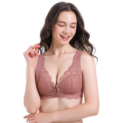 China QUICK DRY Sexy Anti-Static Yarn Gather Lace Front Plus Size Women Underwear Buckle Free Lift Up Bra for sale