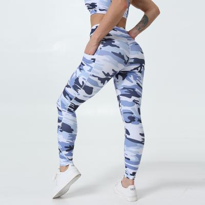 China High Fitness Camouflage Printing Custom Anti-UV Two Side Pocket 7/8 Side Waist Butt Lift Women Yoga Legging for sale