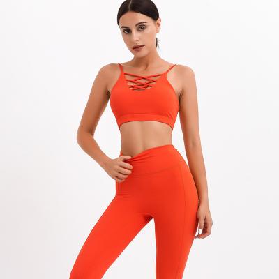 China Two Piece Sports Bra And Legging Breathable Gym Wear Workout Fits High Waist Custom Fitness Yoga Clothing Sets for sale