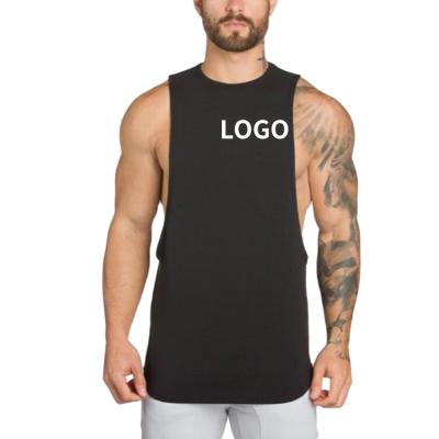 China Custom Logo Fitness Men's Singlets Gym Tank Tops Men's Black Athletic Tank Tops QUICK DRY Custom Made for sale