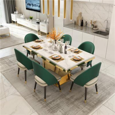 China 2020 Modern Best Selling Easy To Clean Stainless Steel Marble Dining Table for sale