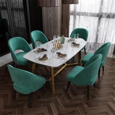 China Simplicity Modern Hot Sale Stainless Steel Creative Marble Dining Table for sale