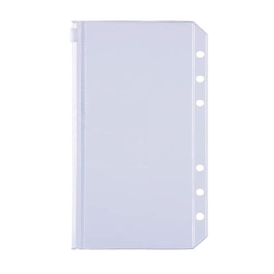 China 6 Ring Binder Pockets PVC Binder Pockets A6 Size, 6 Hole Zipper Binder Pocket for 6 Ring Binder Notebooks for sale