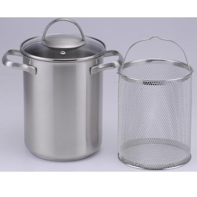 China Sustainable Construction Triple-Ply Vegetable Steamer Pot , Wholesale 304 Stainless Steel Asparagus Cooking Pot for sale