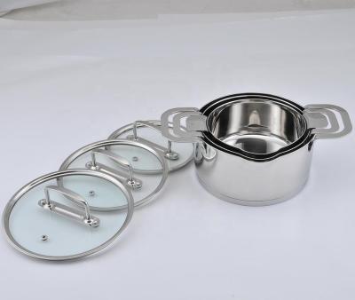 China New Design Sustainable Kitchen Stainless Steel Supply Maker Stackable Dutch Oven Set Cooking Pot With Capped Bottom for sale