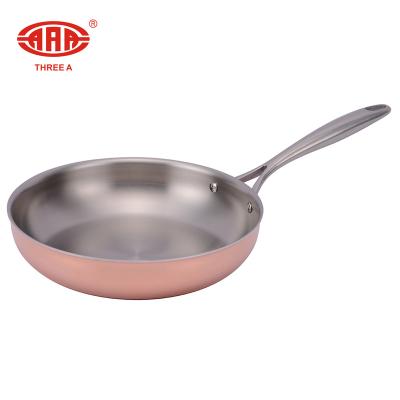 China Durable 3 Ply Stainless Steel Non Stick Copper Frying Pan for sale