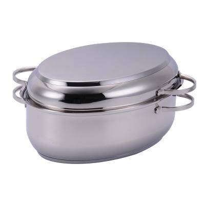 China Triple Sustainable 304 Stainless Steel Role Induction Roval Bottom With Lid, Handles, Steaming Rack for sale