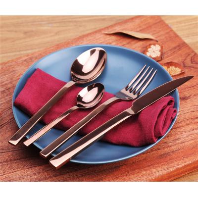 China High Viable 4 PCS Mirror Polishing Stainless Steel Rose Gold Cutlery Sets for sale