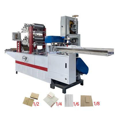 China Full automatic household tissue paper production two color napkin paper making machine with packing machine for sale