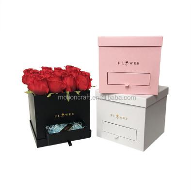 China Other square wholesale paper flower box with drawer MOQ 27boxes for sale