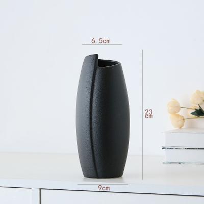 China Wholesale Flower Porcelain Plants Vase Decoration Ceramic Vase Minimalist Home Decor White Black Home Vases for sale