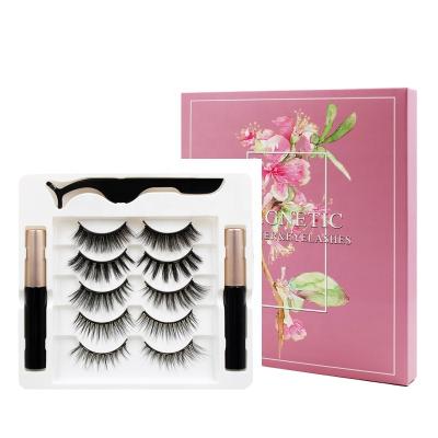 China 5 5 Magnetic Pairs Eyelashes Eyeliner Magnet Eyelash Applicator 3d Magnetic Custom Lash Lash Boxes Faux Mink Lashes Silk Lashes for sale