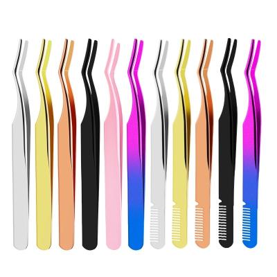 China Wholesale Reusable Eyelash Applicators Whip Tweezers Eyelash Tools Lash Curler Eyelash Extension Volume Wick Tool for sale