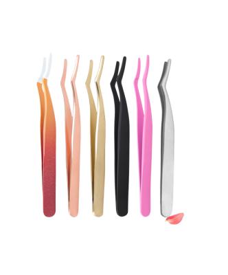 China Wholesale Reusable Eyelash Applicators Tweezers Tools Cheap Tweezers For Eyelash Extension Volume Lash Tool for sale