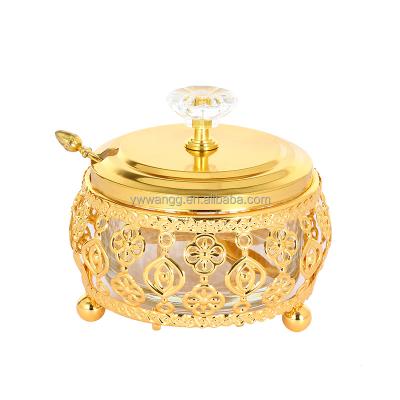 China Factory Outlet Vintage Gift Sustainable Elegant Bronze Fondant Candy Jar And Spoon for sale