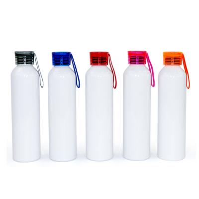 China Maikesub 20oz Sublimation Sports Bottle Viable Bottom Flip Up Empty Aluminum Water Bottle With Lanyard for sale