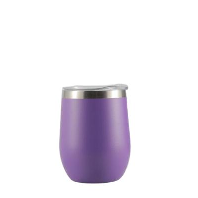 China Cheap Viable Bulk 12oz Eggshell Wine Stainless Steel Tumbler Wine Tumbler Cups With Lid for sale