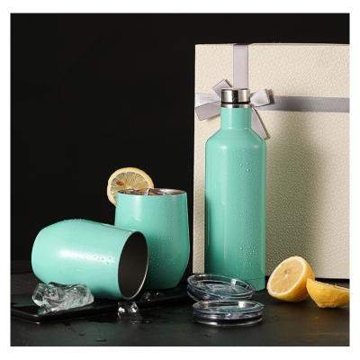 China Viable Stainless Steel Wine Bottle 500ml 12oz Insulated Wine Tumbler Gift Set Box for sale