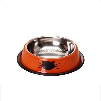 China Maikesub Viable Wholesale Custom Stainless Steel Dog Bowls In Orange Color Cat Bowl for sale