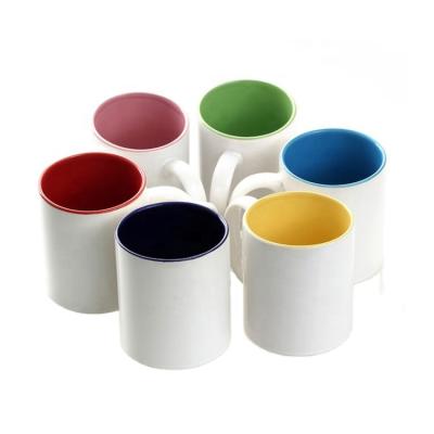 China Viable Cheap Ceramic 11oz Color Inside Coffee Mug For Printing Picture And Logo for sale