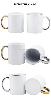 China Viable Sublimation Mug 11 oz Single Ceramic Custom Vendor Sublimation Mug with Silver Handle Set for sale