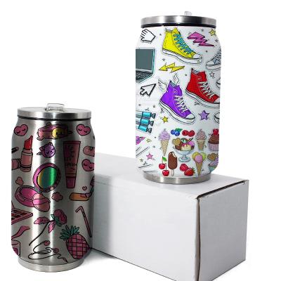 China Viable cola cans and heat transfer stainless steel sublimation printing vacuum flask thermos water bottle for custom piceture for sale