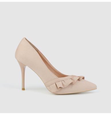 China Beige Plüsch-Samt-Frauen zeigten Toe Pumps Arch Support Deodorization zu verkaufen