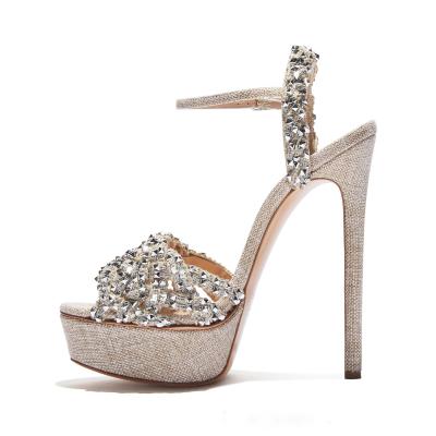 Κίνα Nude 15cm σανδάλια τακουνιών πλατφορμών Rhinestone παπουτσιών τακουνιών πλατφορμών Janbal προς πώληση