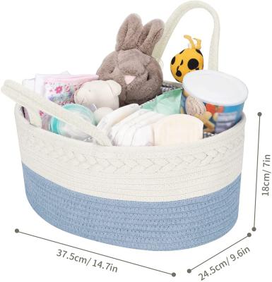 China Hot Amazon Sale Baby Diaper Bag Cotton Rope Diaper Caddy Organizer For Baby Accessories Simple Package for sale