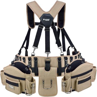 China Polyester Carpenters Tool Belt Heavy Duty Comfort Rig Tool Belt With Suspenders for sale