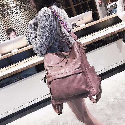 China New PU Waterproof Female Backpack For Women Travel Black Backpack Soft Leather School Bags For Teenage Girls for sale