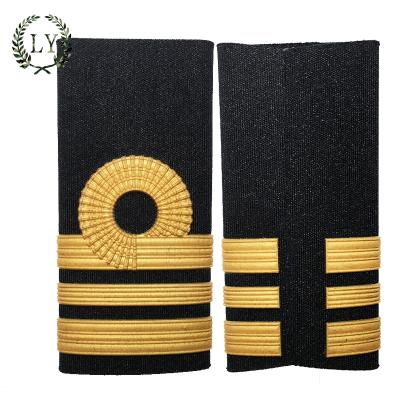 China Lightweight custom silicone black gold army aviation rank marine epaulettes for sale for sale