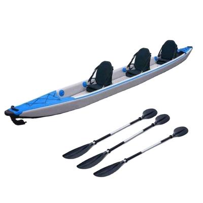 China PVC customized color dropstitch inflatable kayak 3 person with bag and repair kit for sale