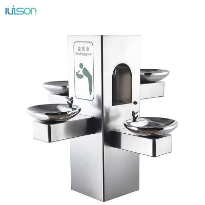 China Outdoor Cold Water Dispenser RO Pedestal Position Four Basin Direct Drinking Water Fountain For Park for sale