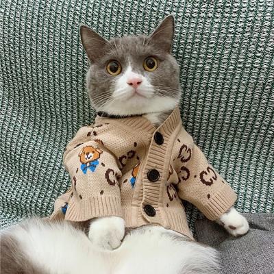 China Stocked Luxury Pet Clothes Classic Cat Sweater Dog Knitted Pet Clothes For Small Medium Large Dog for sale