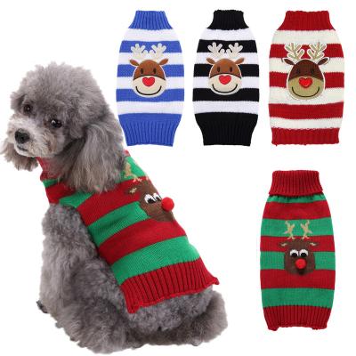 China Wholesale Stocked Christmas Pet Clothes Autumn Pet Snowflake Sweater Dog Knitted Sweater Christmas Cat Sweater for sale