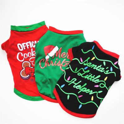 China Wholesale Stocked Christmas Dog Clothes Cotton Red T-shirt Unisex Christmas Jumpers for sale