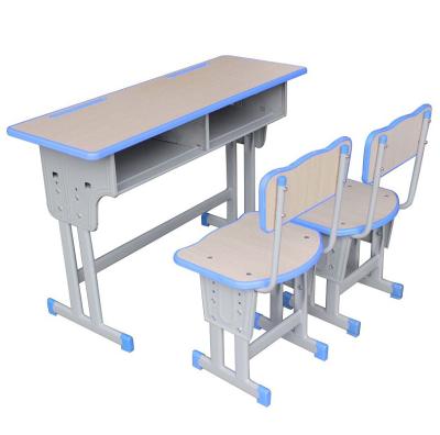 China Double Used Popular Student Desk And Chair Reinforced To Reinforce School Furniture Steel Frame for sale