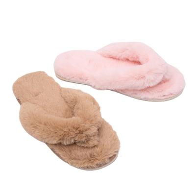 China Anti-slip Customized Fashion Women Plush Fleece Slippers for sale