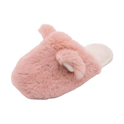 China Fashion Trend Fashion Rabbit Fur Fluffy Ladies Slippers For Indoor Women Girls for sale