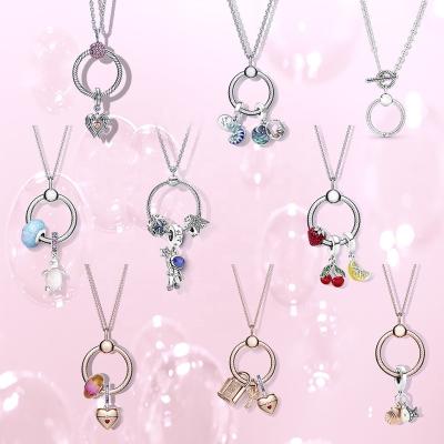 China Wholesale Fashionable Sterling Silver PandoraMoments O T-Bar Necklace Fruit Party Pendant Necklace Set Turtle Necklace Set for sale