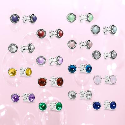 China Wholesale High Quality Sterling Silver Original Brilling Jewelry Anniversary Stone Charm Fine Micro Label Earrings for sale