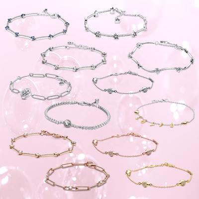 China Factory wholesale 925 jewelry glitter halo tennis charm bracelet sparkle pave chain bracelet sky star bracelet for sale