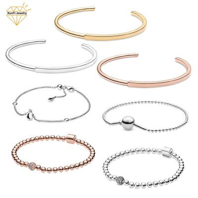 China FASHIONABLE S925 Sterling Silver Charms For Jewelry Making Signature Bracelet Rose Gold Open Bangle for sale