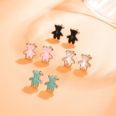 China Original S925 sterling silver cute rose gold bear earrings gold bear earrings classic cute ladies earrings dangle jewelry for sale